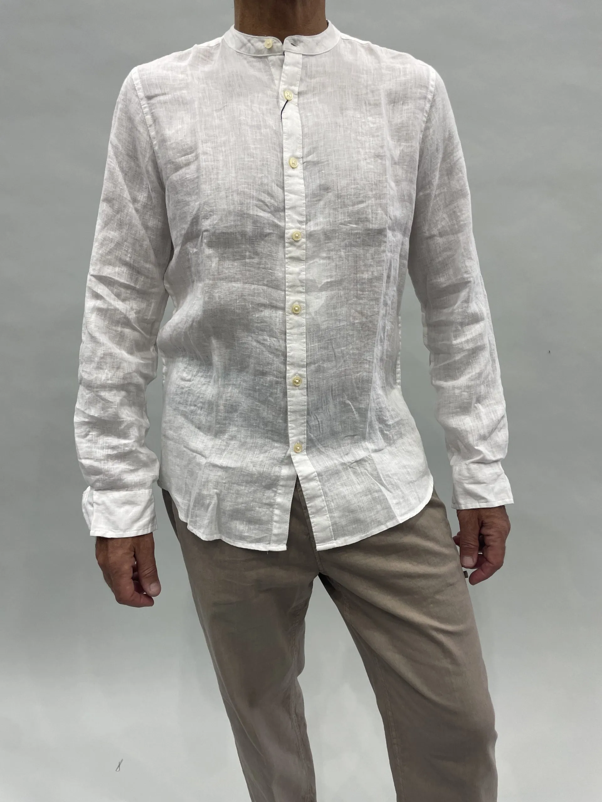 MARKUP Camicia collo coreana in lino b.