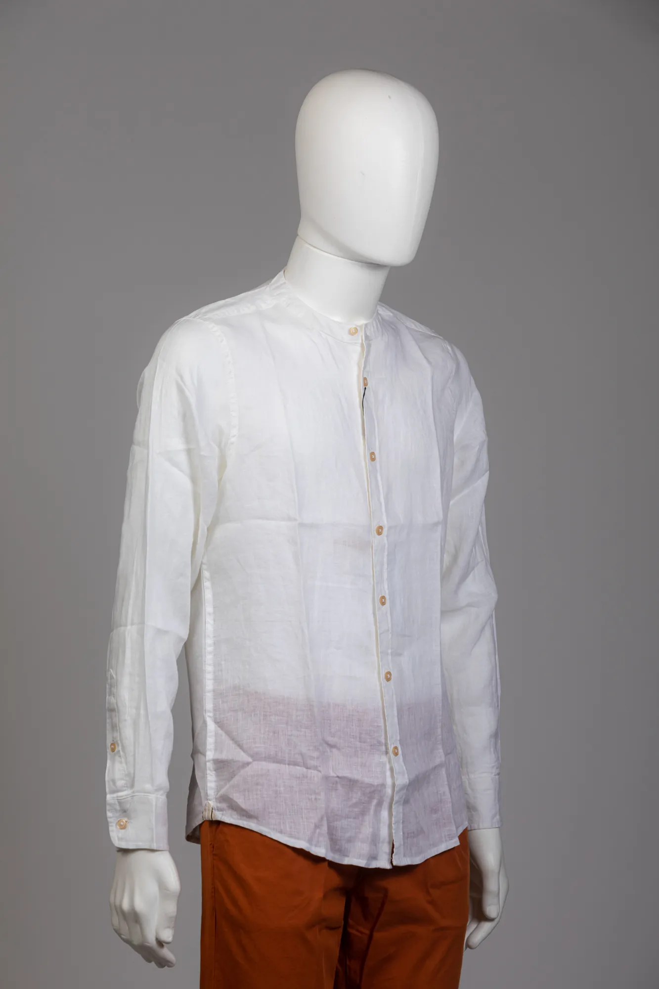 MARKUP Camicia collo coreana in lino b.