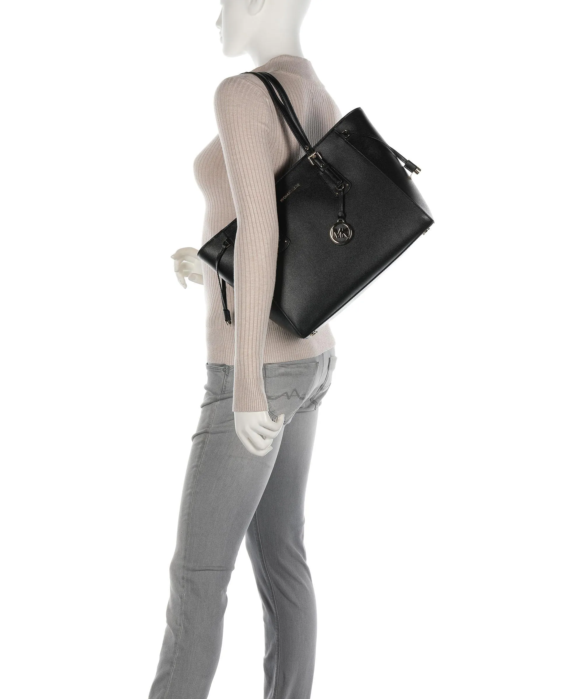  Michael Kors Voyager Borsa shopper 13″ pelle di vacchetta grana nero  