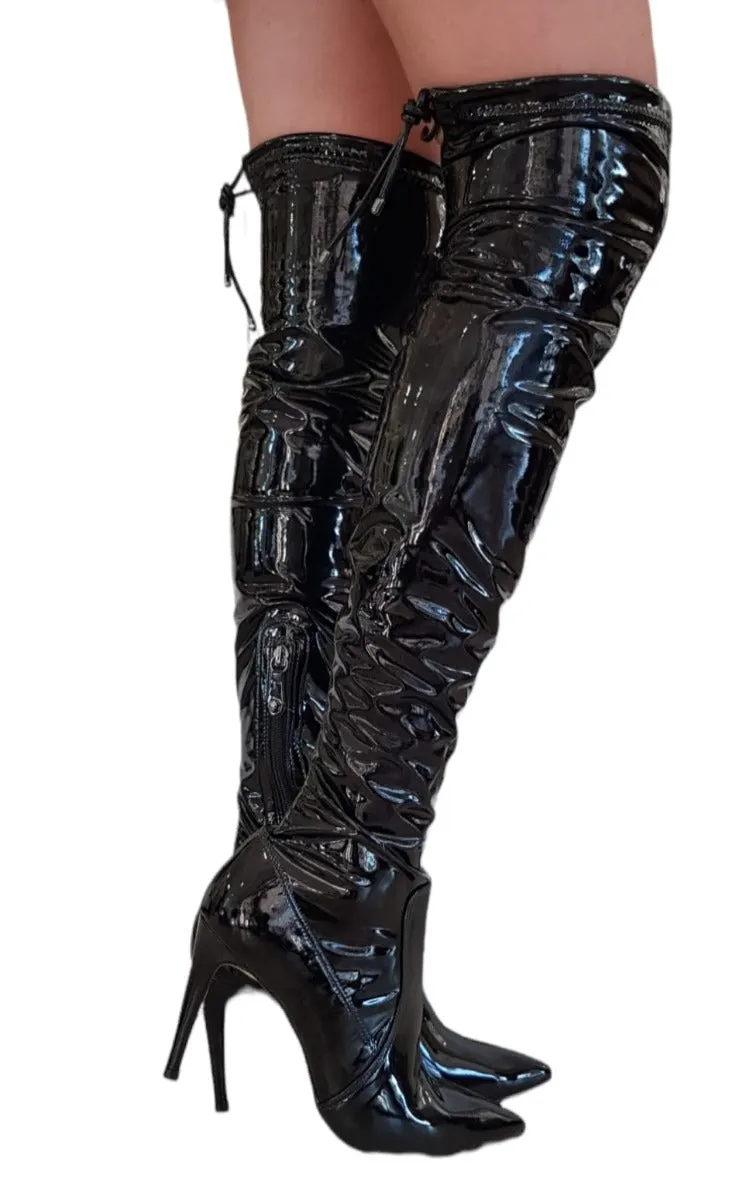 MissUnique Stivale a coscia  tacco alto 9 cm Naplak Black rif.56