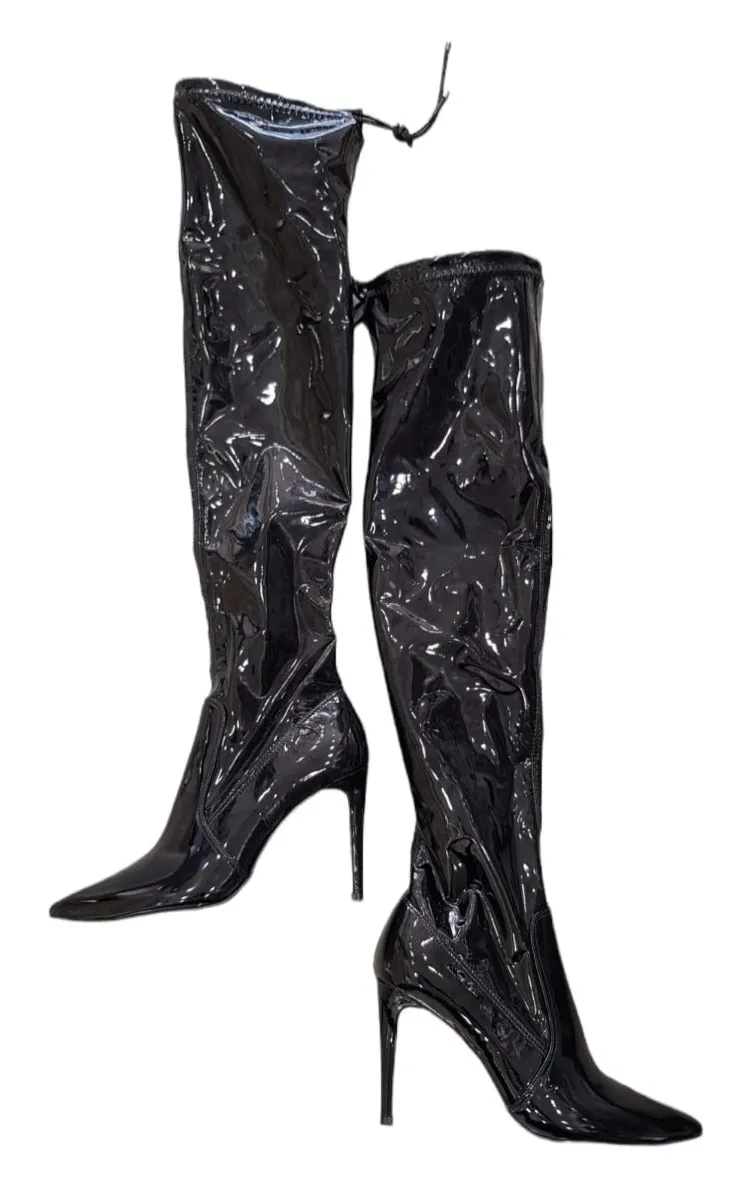 MissUnique Stivale a coscia  tacco alto 9 cm Naplak Black rif.56