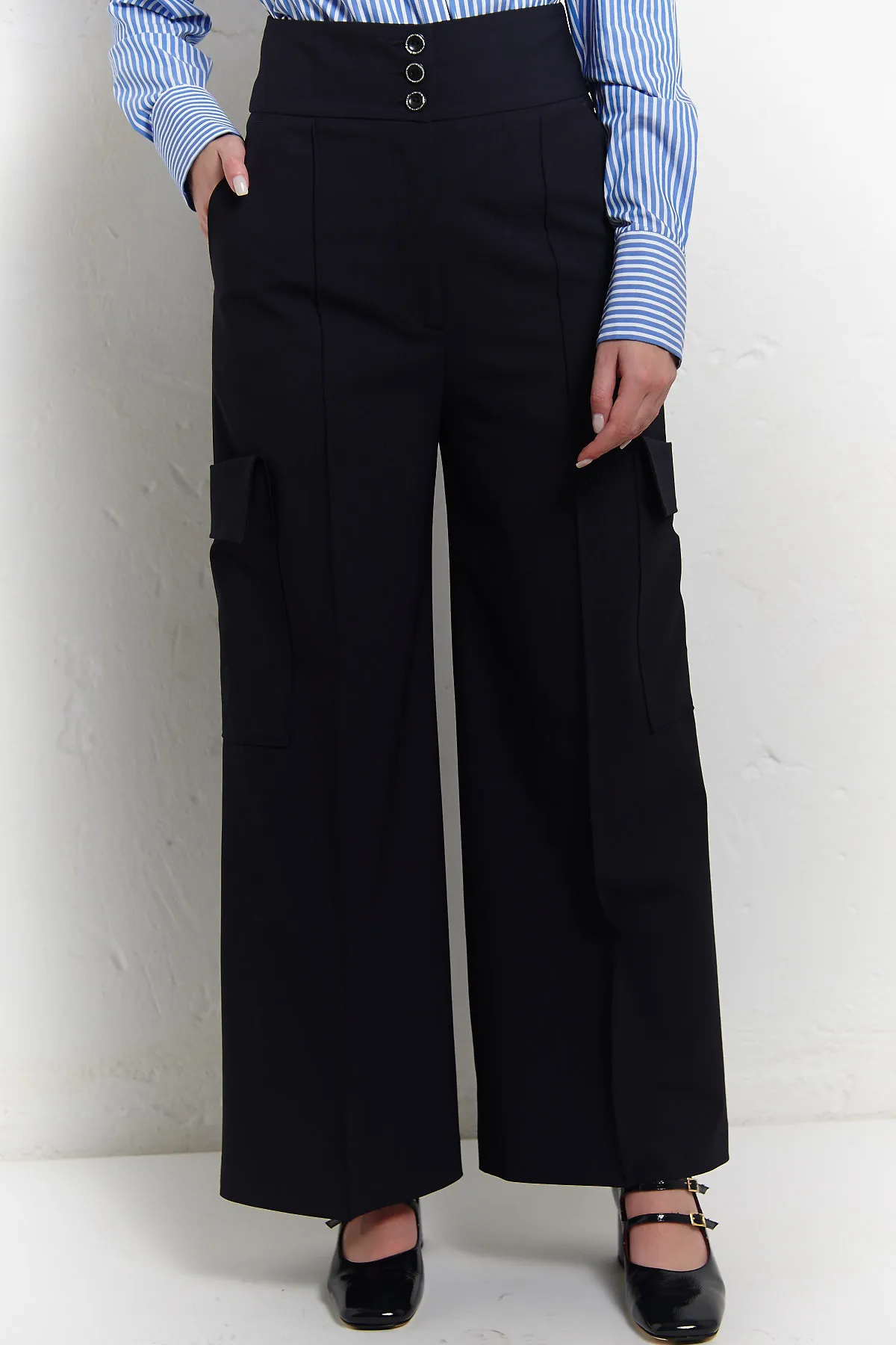 MSGM Pantalone cargo in lana blu