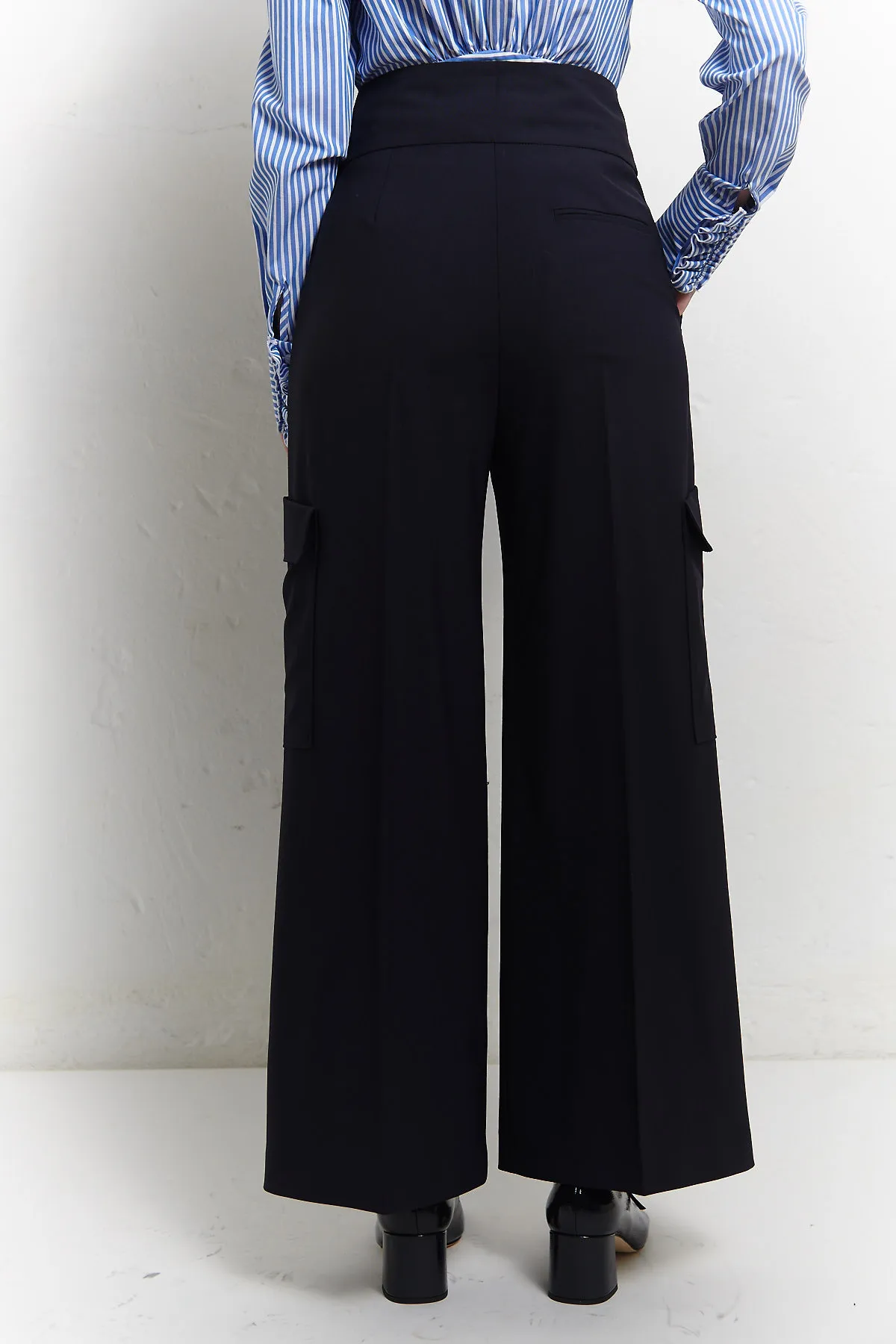 MSGM Pantalone cargo in lana blu