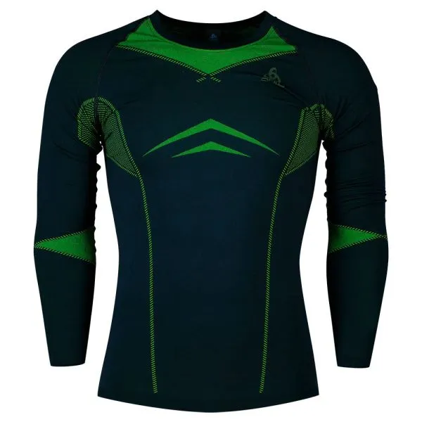 ODLO FUNDAMENTALS PERFORMANCE WARM MEN Dark Sapphire/Safety Yellow Neon crew neck l/s maglia termica