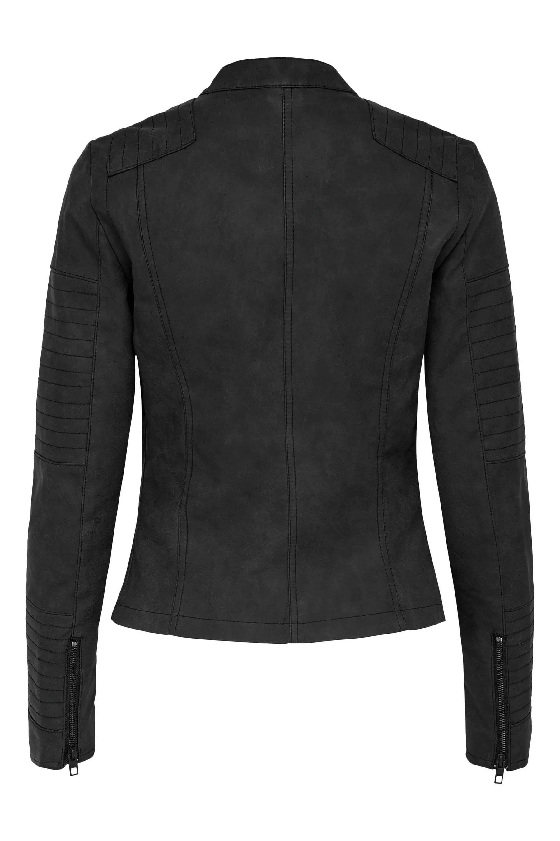 ONLY - Giacca stile motociclista in pelle sintetica senza colletto