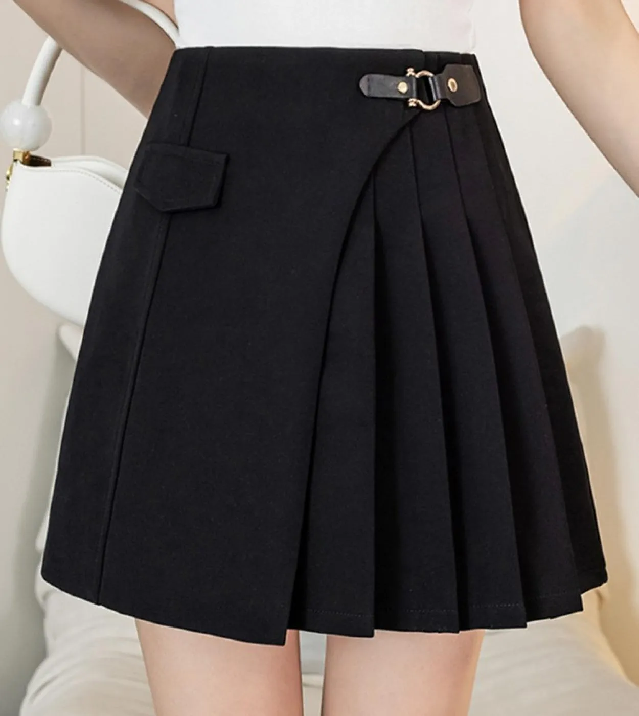 Pantaloncini a vita alta da donna Gonne Nuovo stile estivo Streetwear Tutto abbinato Gonna a pieghe elegante da donna