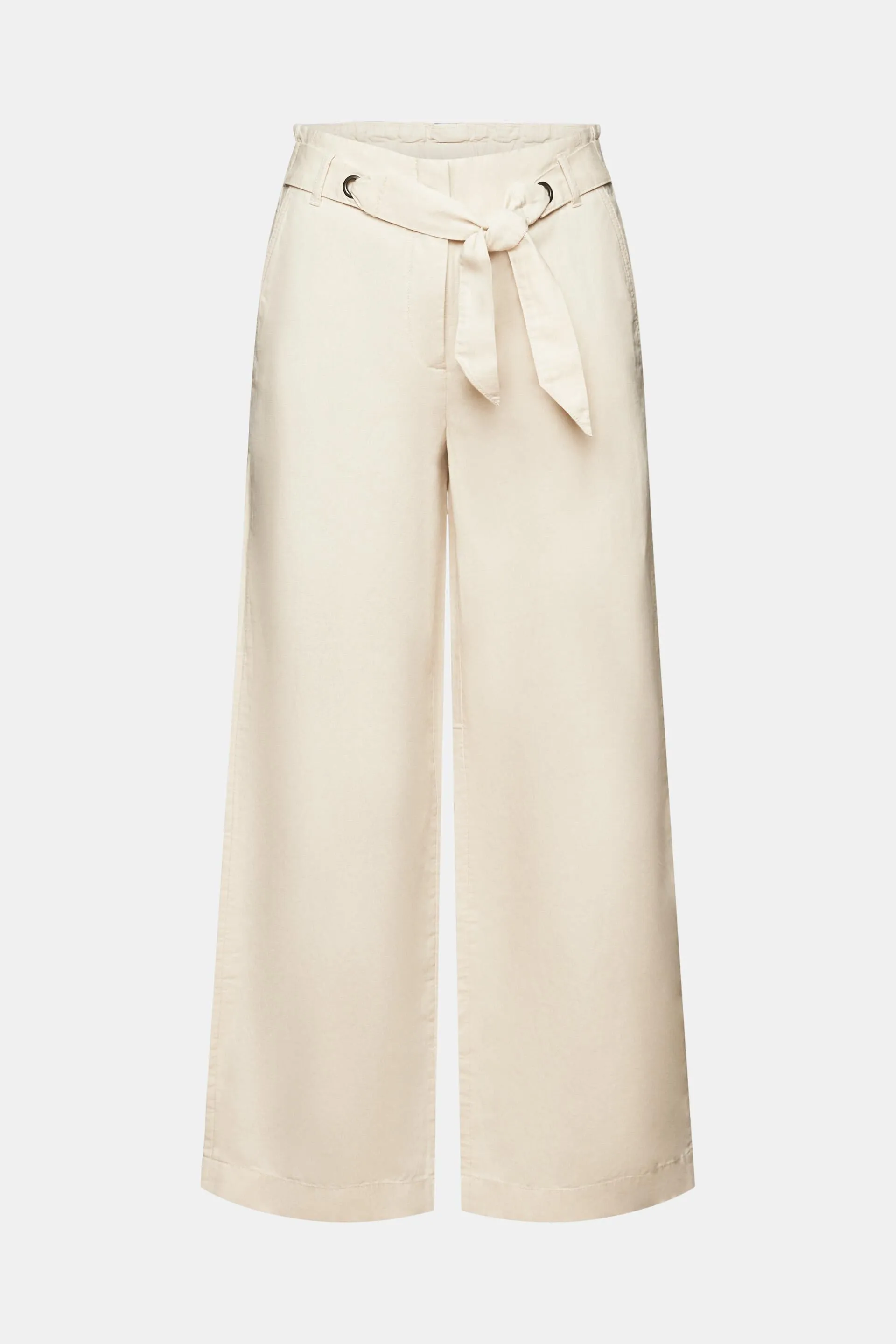 Pantaloni culotte cropped in lino e cotone