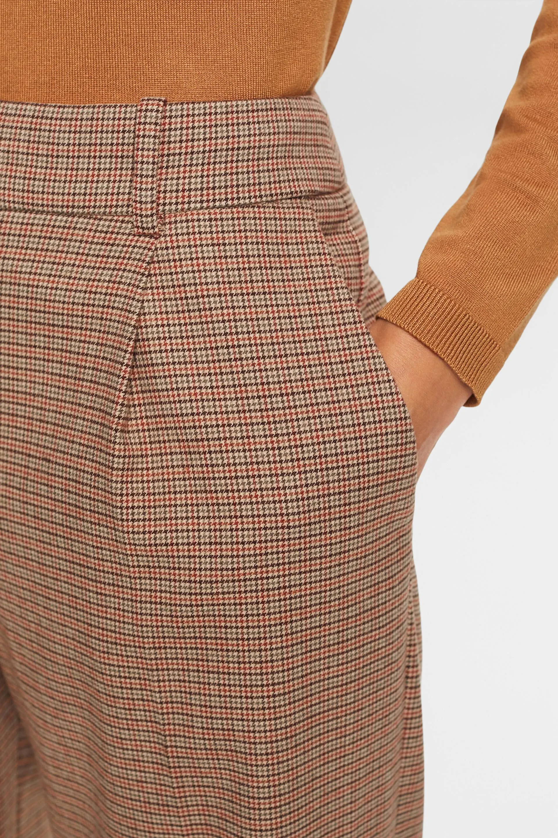 Pantaloni pied de poule a vita alta