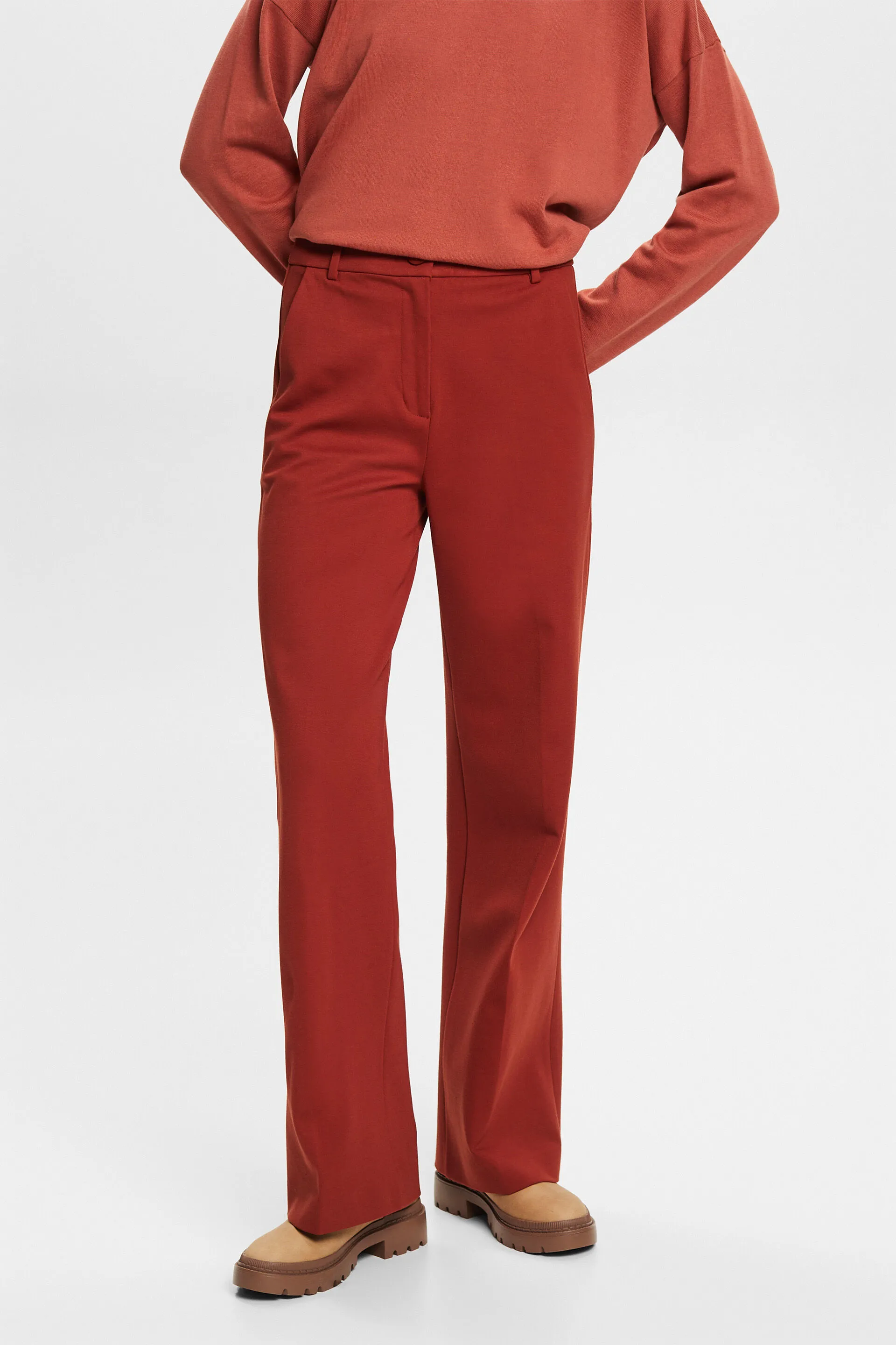 Pantaloni straight fit in jersey punto