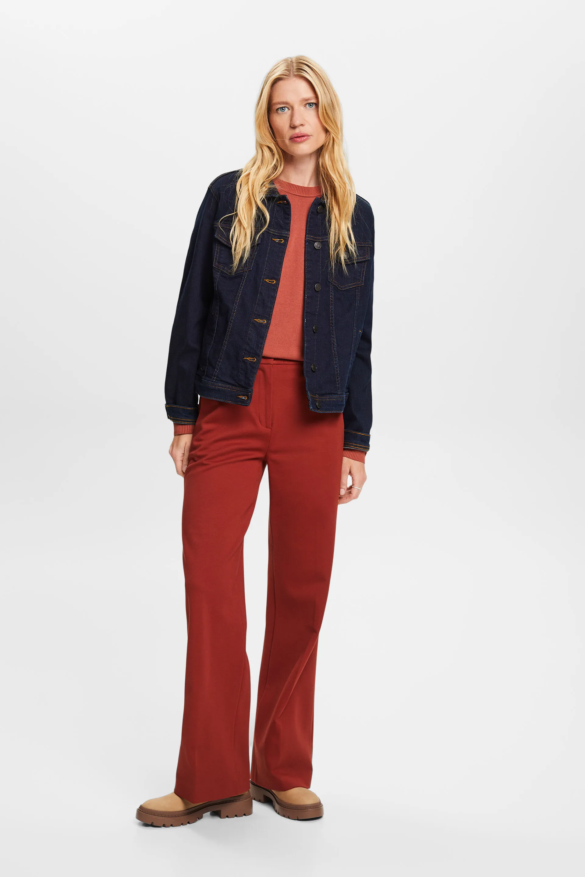 Pantaloni straight fit in jersey punto