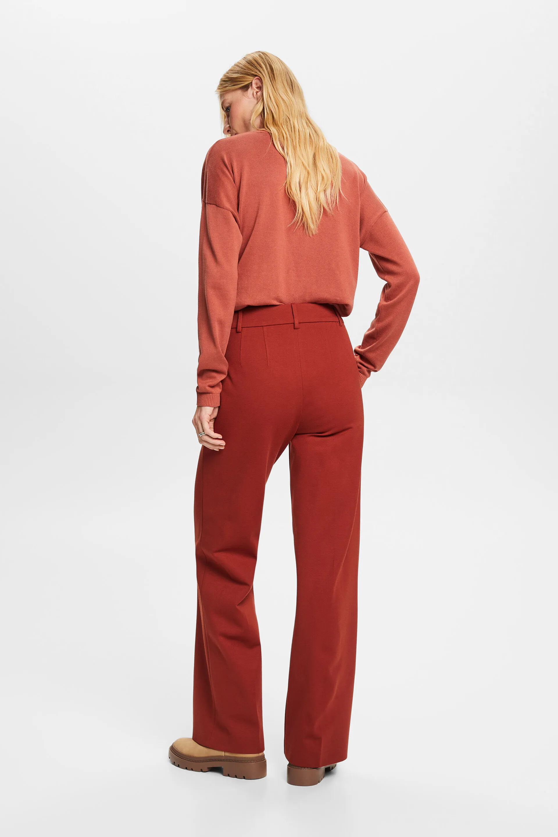 Pantaloni straight fit in jersey punto