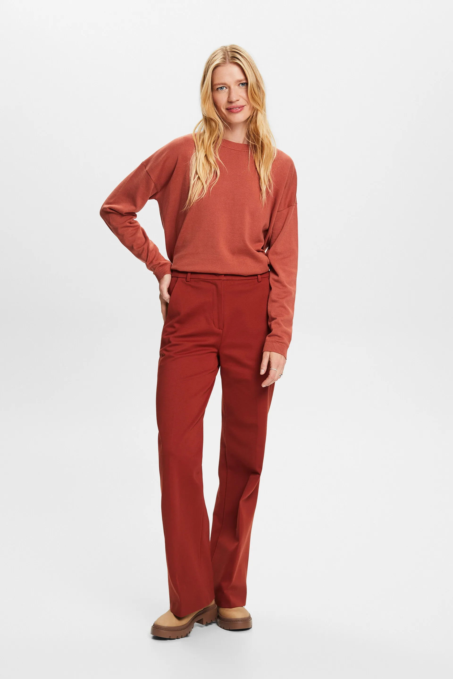 Pantaloni straight fit in jersey punto
