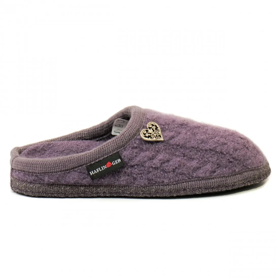 Pantofola donna Haflinger Herzel aubergine viola in lana
