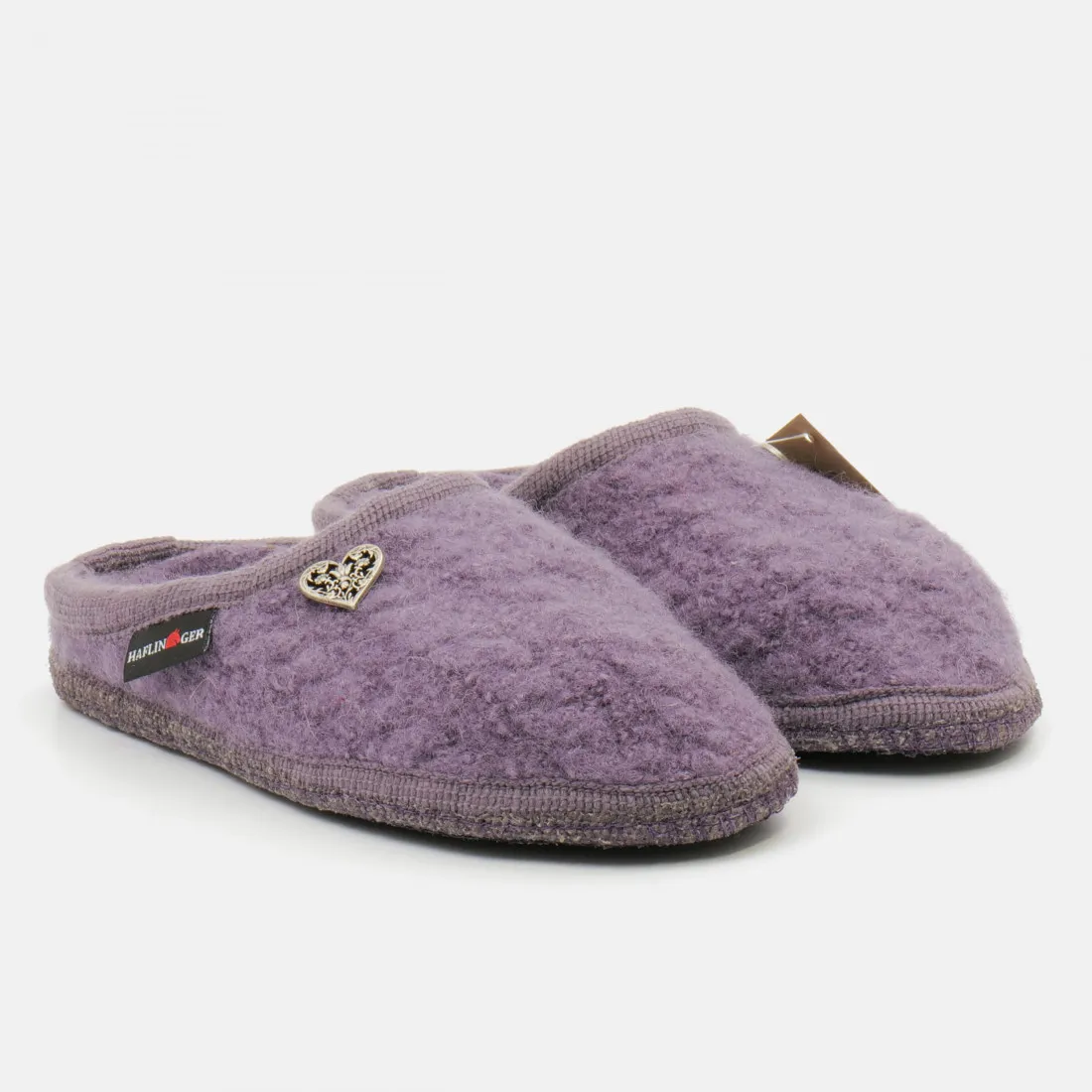 Pantofola donna Haflinger Herzel aubergine viola in lana