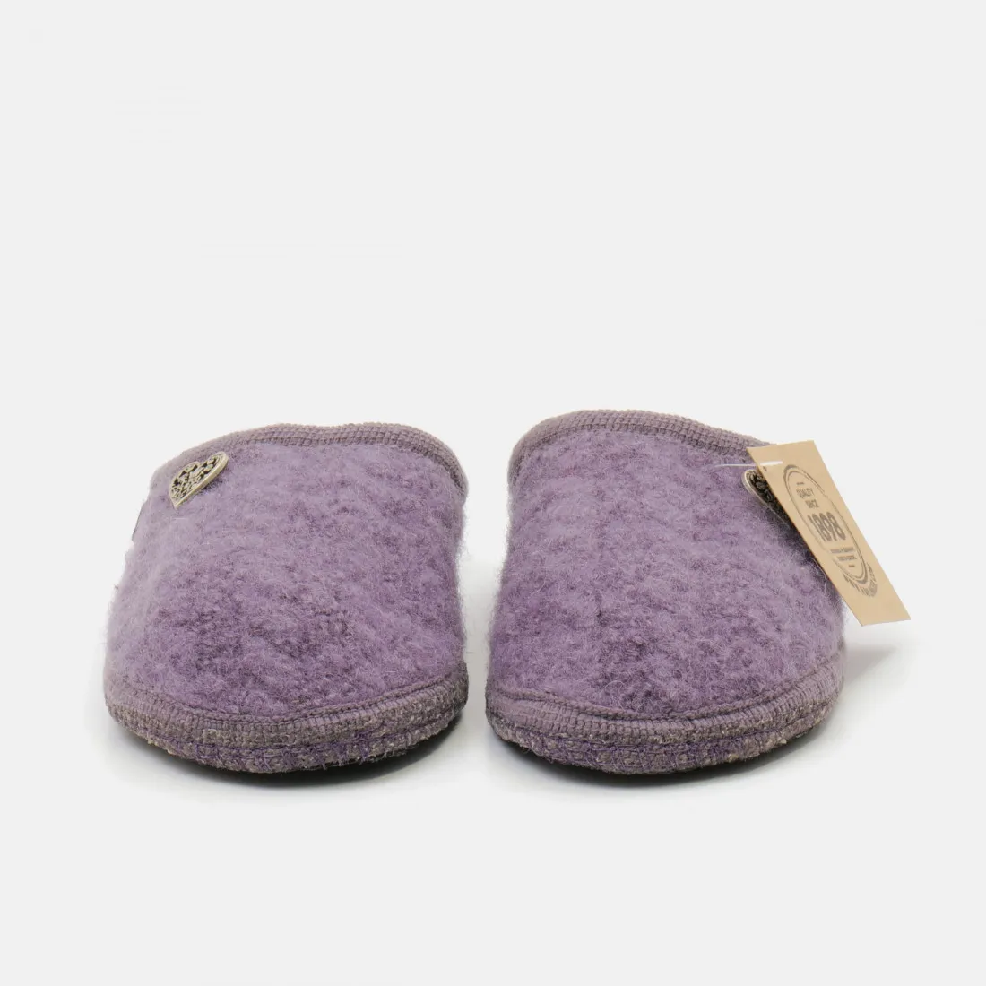 Pantofola donna Haflinger Herzel aubergine viola in lana