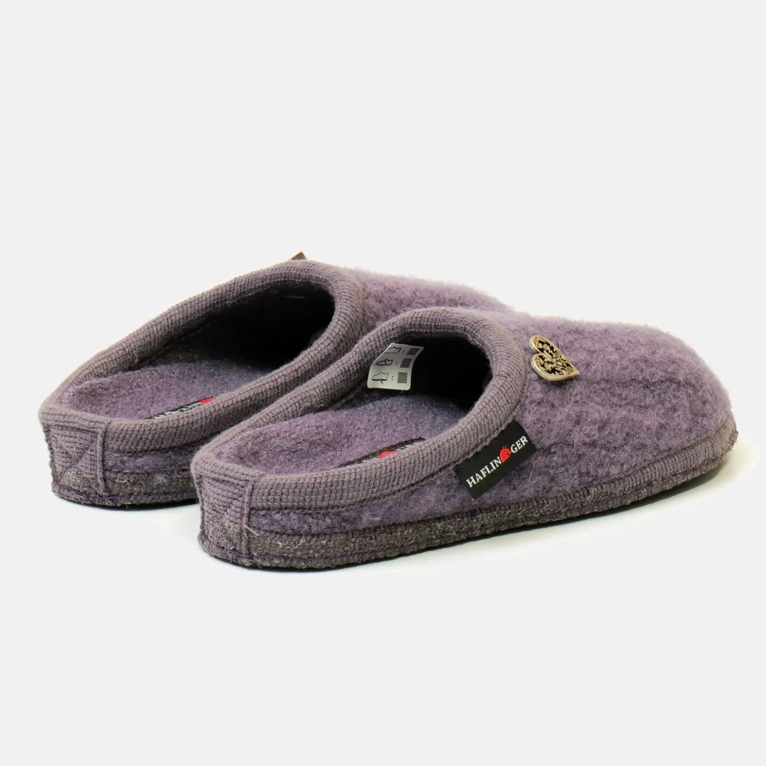 Pantofola donna Haflinger Herzel aubergine viola in lana