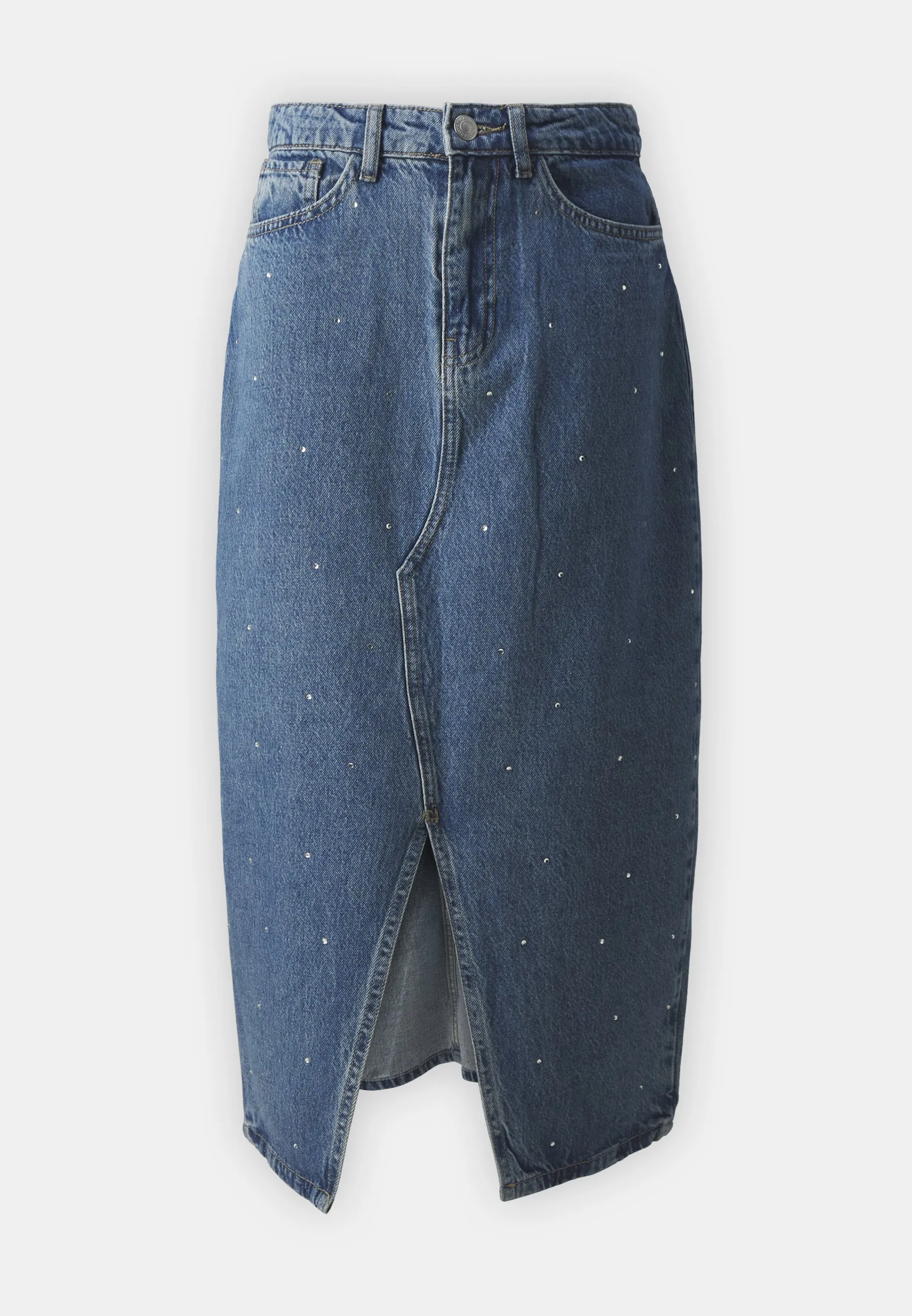 PCSKY RHINESTONE MIDI SKIRT - Gonna di jeans