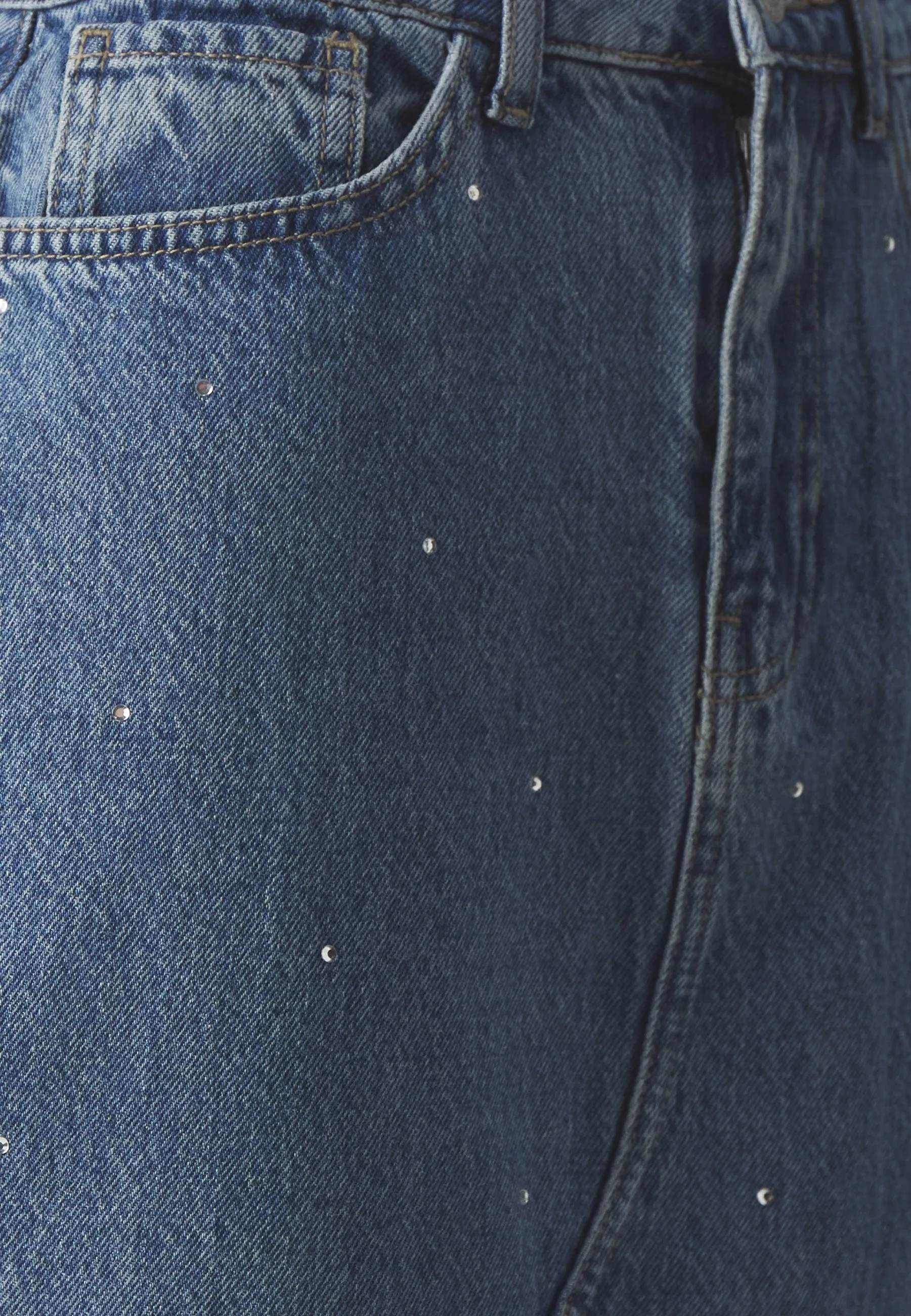 PCSKY RHINESTONE MIDI SKIRT - Gonna di jeans