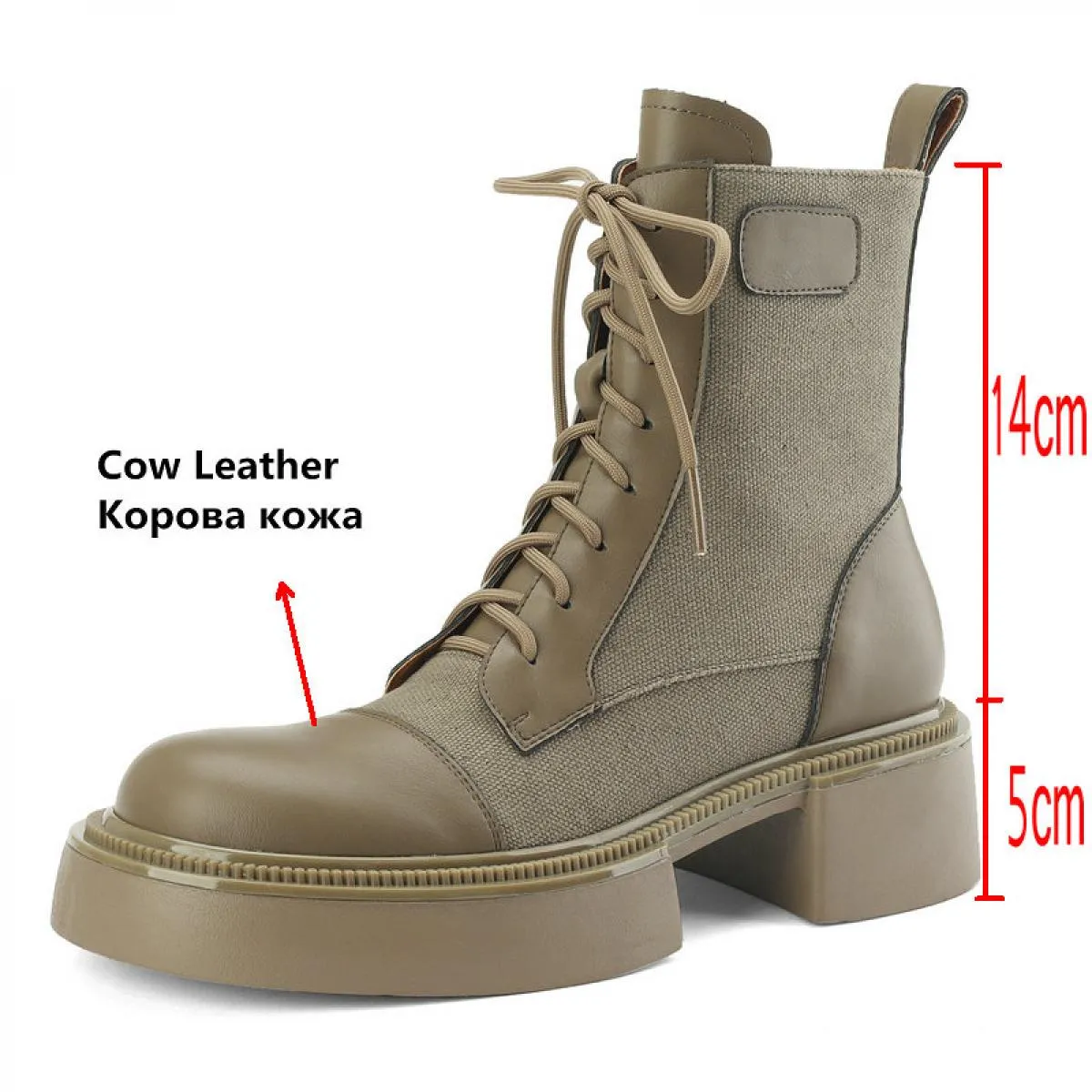 Piattaforma Stivali corti da donna Tacchi spessi Scarpe stringate in vera pelle Donna Autunno Inverno Scarpe da lavoro da donna
