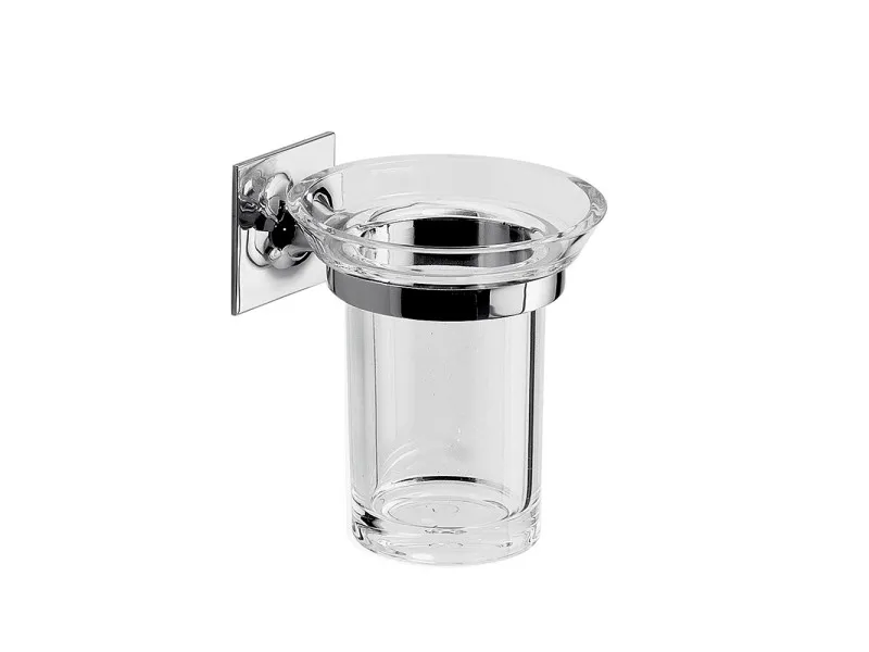 Portaspazzolini Wizard in ottone e cromall cromo
