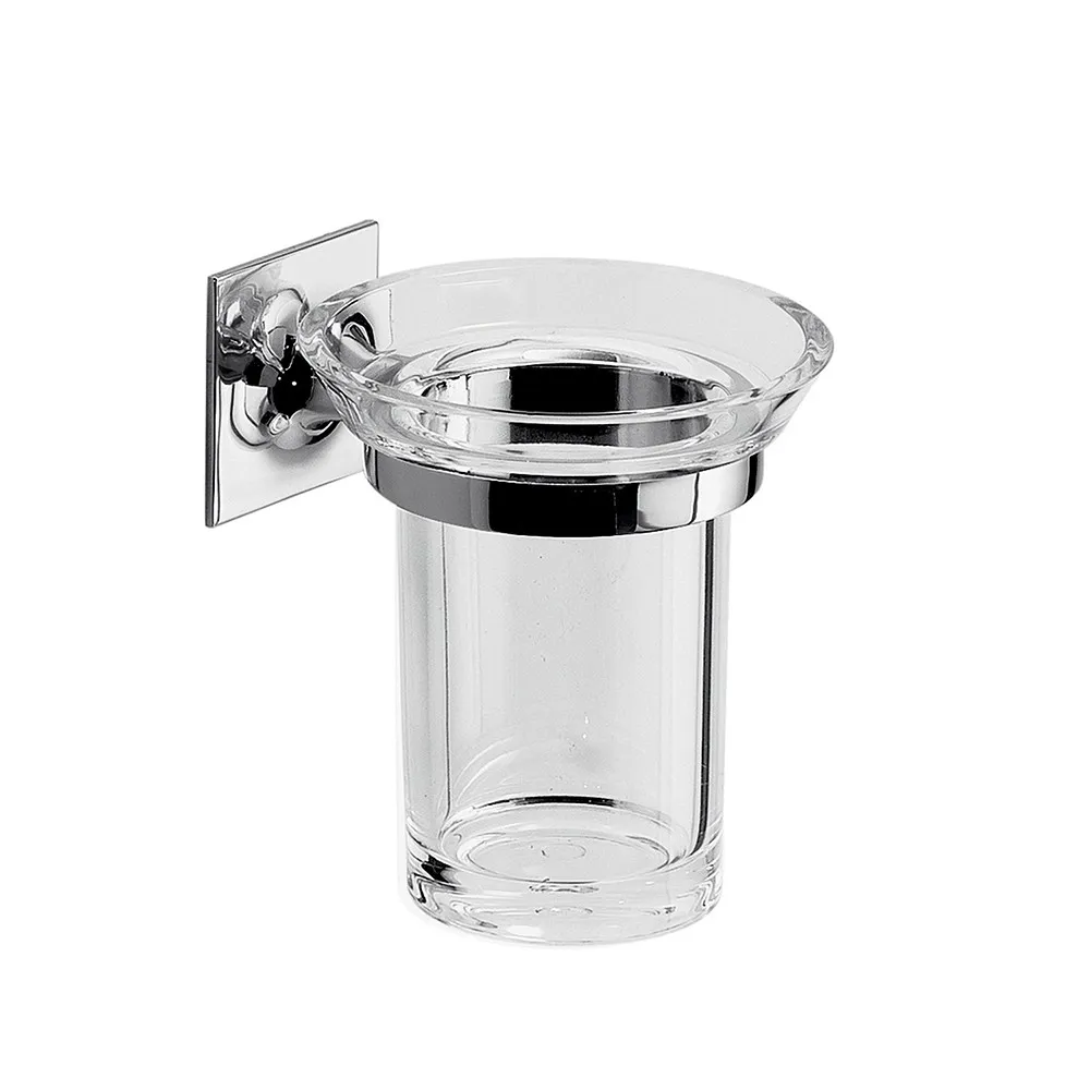 Portaspazzolini Wizard in ottone e cromall cromo
