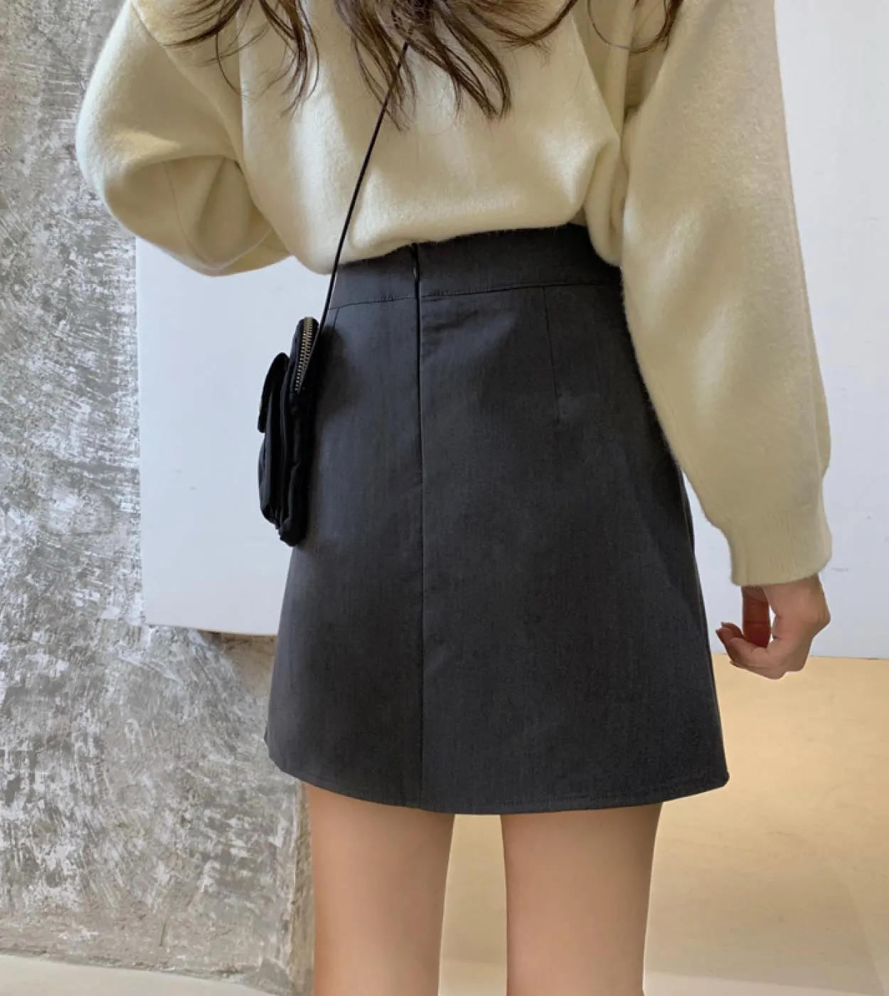 Primavera Casual Donna Solid Pieghe Mini Gonna A Line Vintage Office Lady Kawaii Studenti a vita alta sopra le gonne al ginocchi