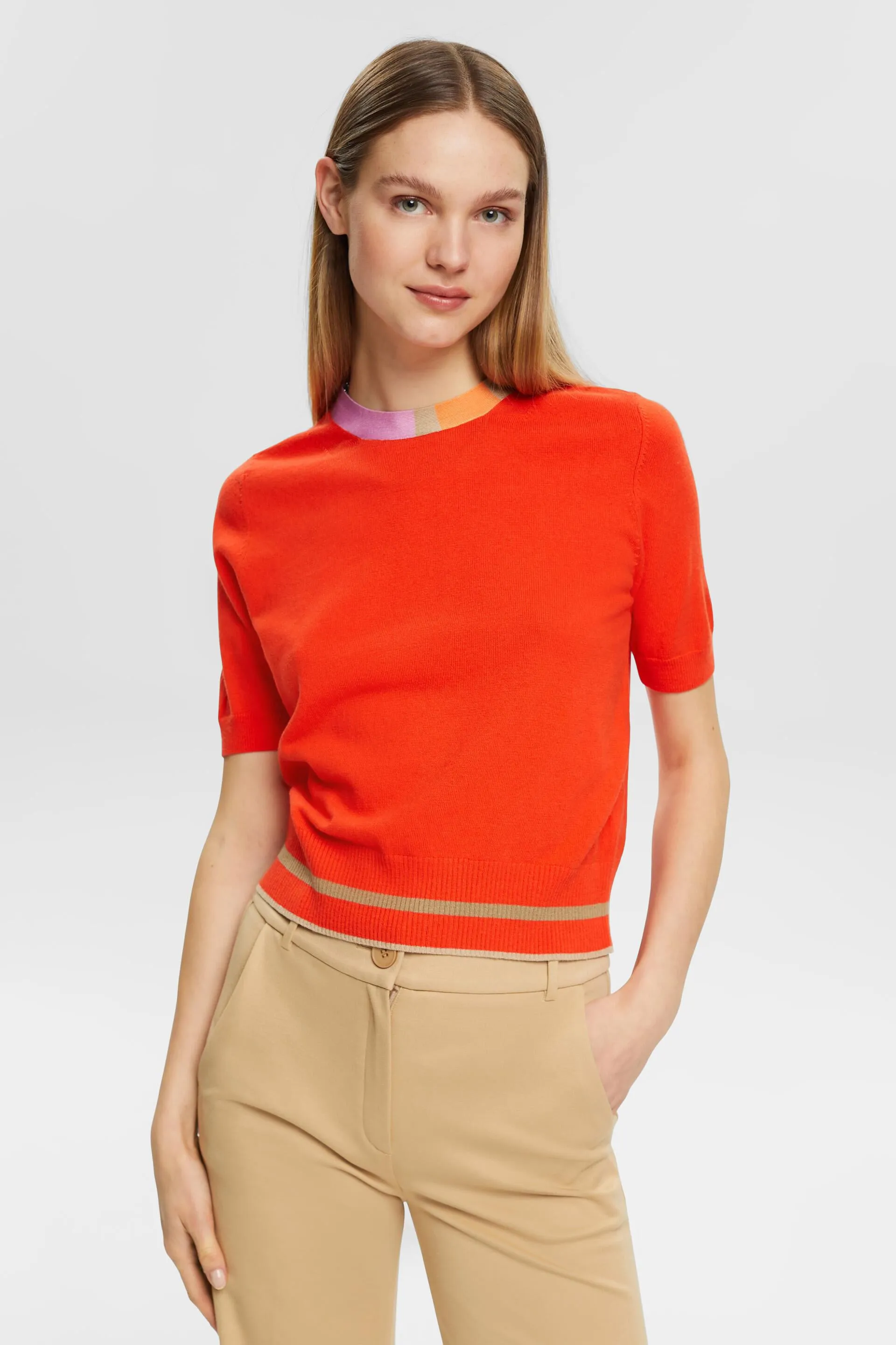 Pullover a manica corta lavorato a maglia