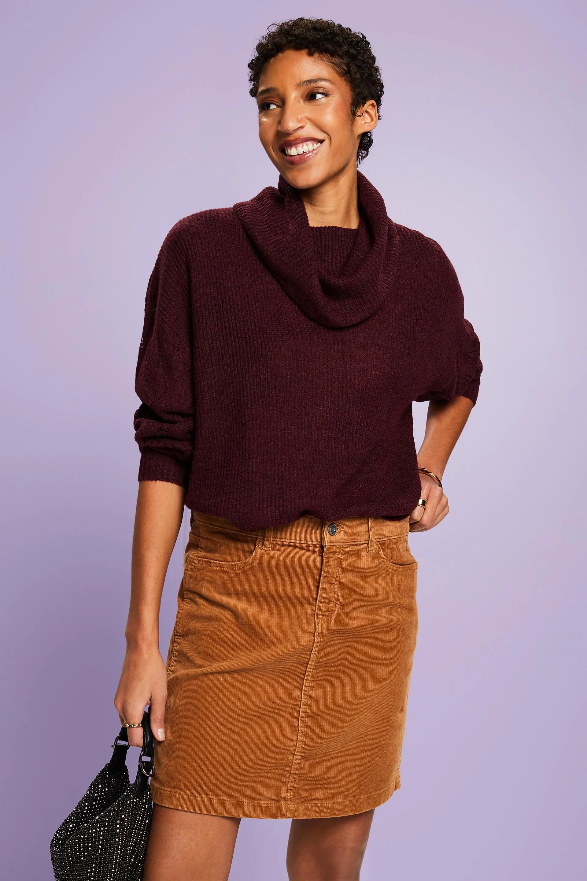 Pullover con scollo a cascata