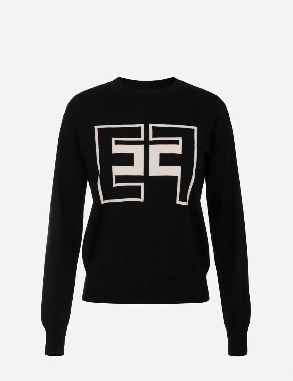 Pullover in lana con logo Nero/Burro