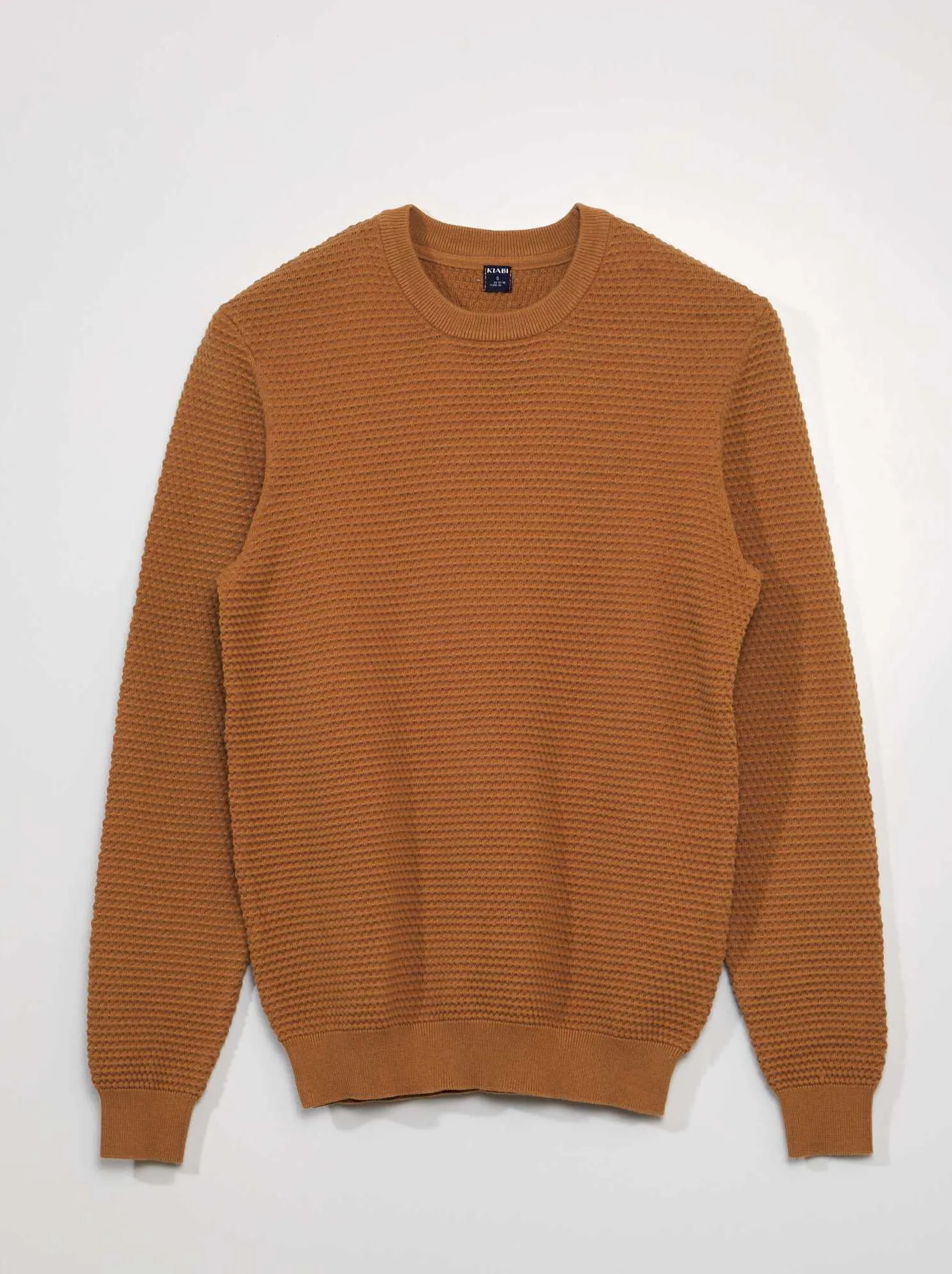 Pullover lavorato a maglia punto riso - MARRONE