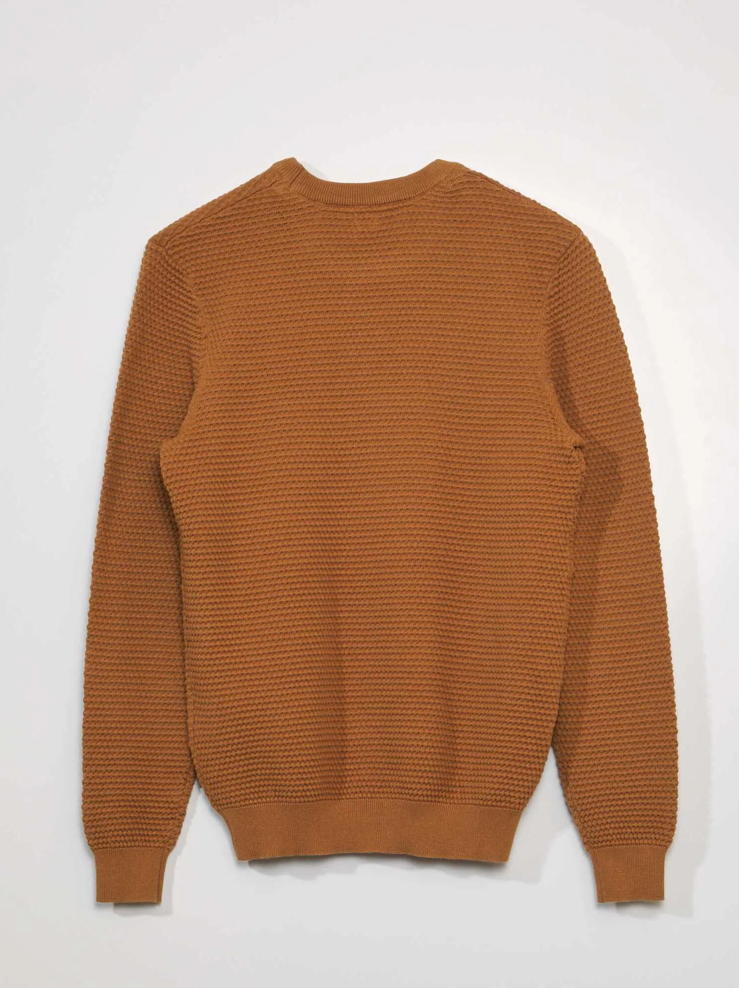 Pullover lavorato a maglia punto riso - MARRONE