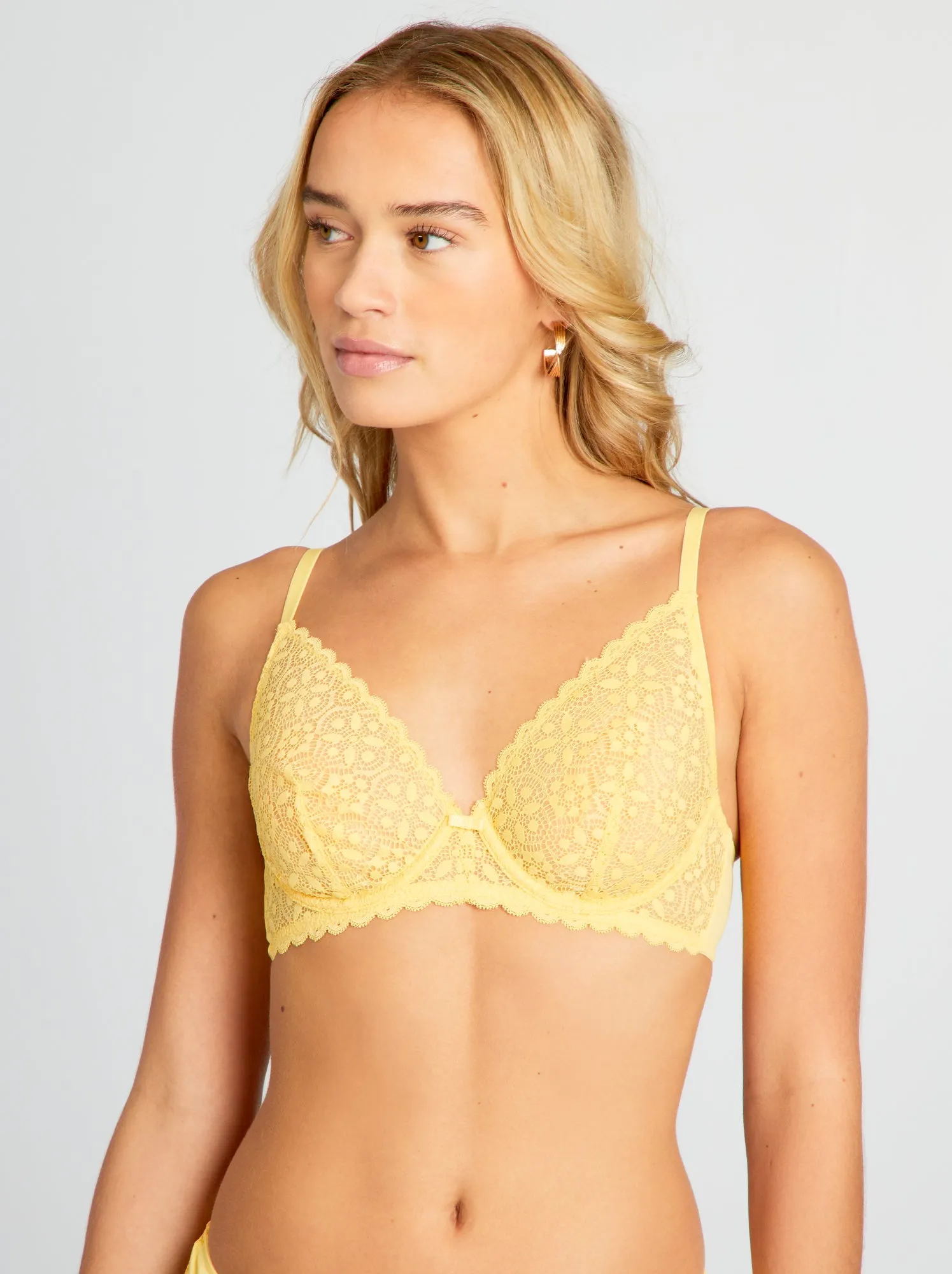 Reggiseno a balconcino in pizzo - GIALLO