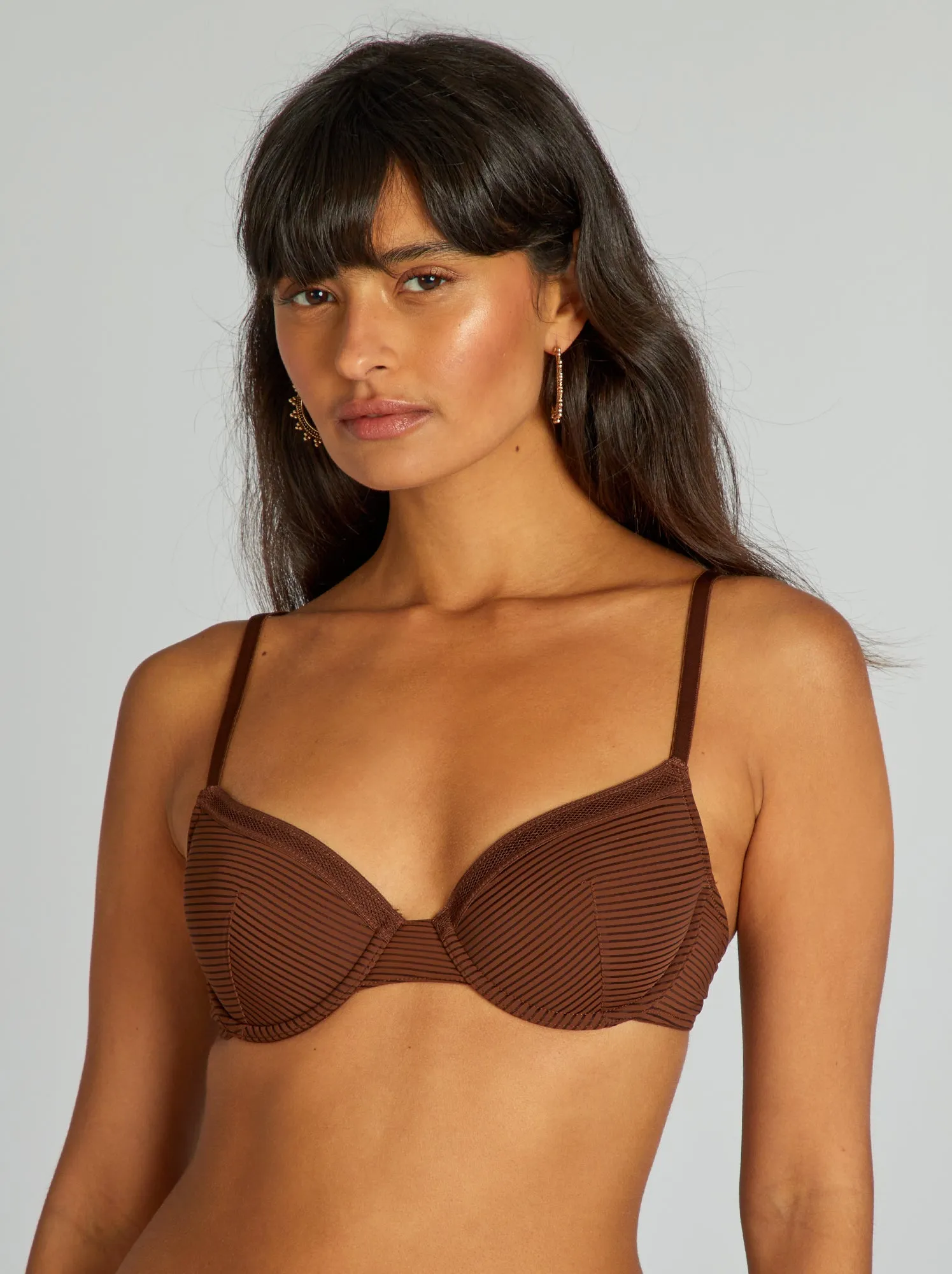 Reggiseno imbottito in microfibra - MARRONE