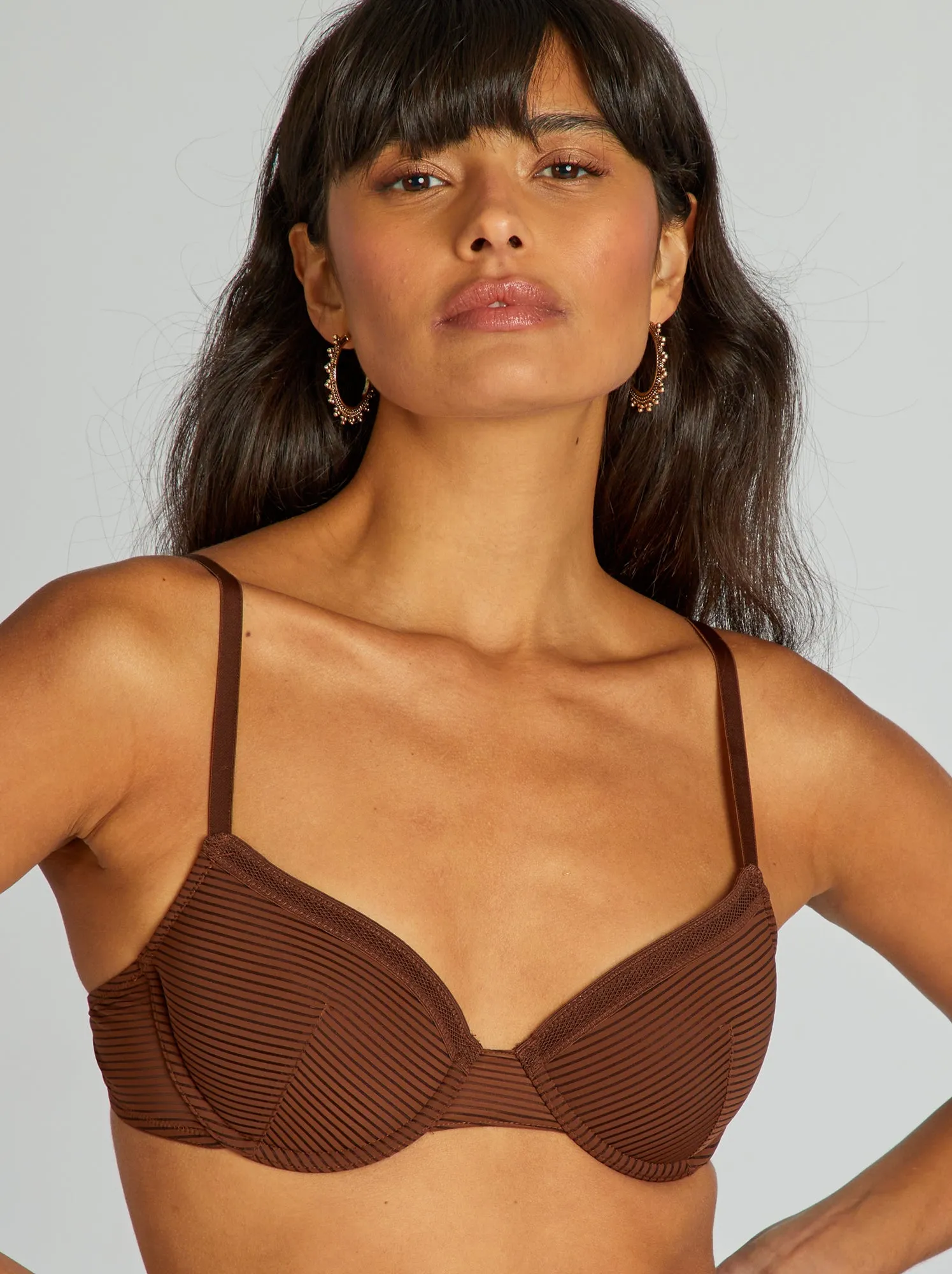 Reggiseno imbottito in microfibra - MARRONE