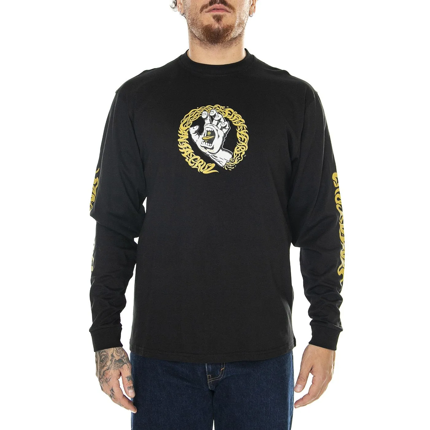 Santa Cruz Screaming 50 Front L/S T-Shirt Black - Maglietta Girocollo Maniche Lunghe Uomo Nera    
