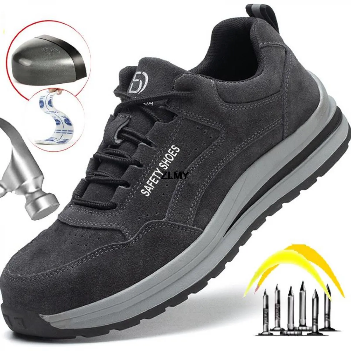 Scarpe antinfortunistiche con punta in acciaio per uomo Stivali antinfortunistici da lavoro Scarpe da lavoro antiforatura Uomo S