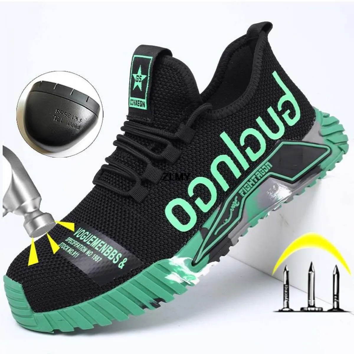 Scarpe antinfortunistiche da uomo traspiranti con puntale in acciaio Stivali antinfortunistici da lavoro Anti Smash Stab Proof S