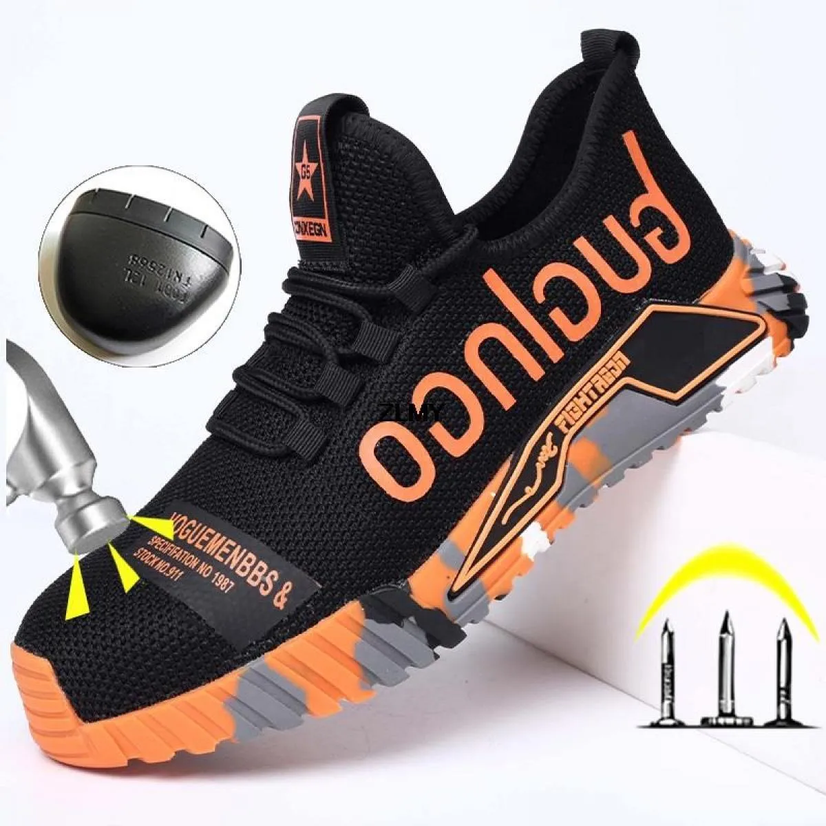 Scarpe antinfortunistiche da uomo traspiranti con puntale in acciaio Stivali antinfortunistici da lavoro Anti Smash Stab Proof S