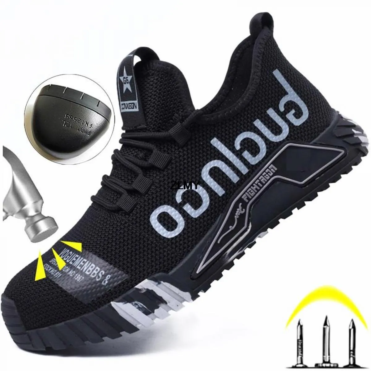 Scarpe antinfortunistiche da uomo traspiranti con puntale in acciaio Stivali antinfortunistici da lavoro Anti Smash Stab Proof S