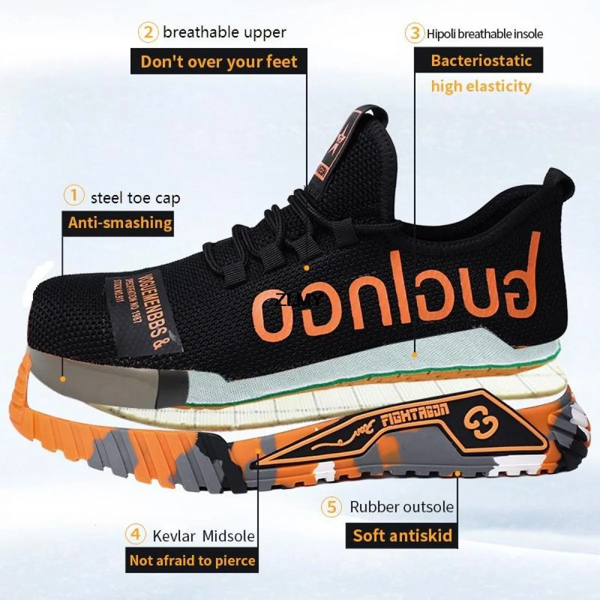 Scarpe antinfortunistiche da uomo traspiranti con puntale in acciaio Stivali antinfortunistici da lavoro Anti Smash Stab Proof S