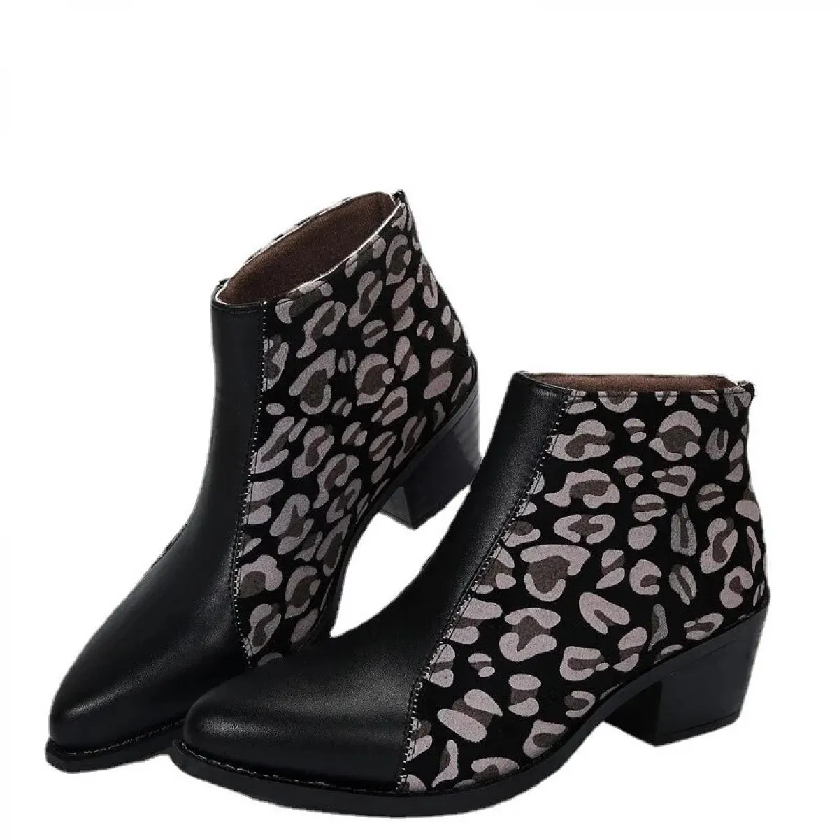 Scarpe da donna 2023 Stivali da donna di nuova moda Scarpe casual in pelle Punta a punta colorata Tacco quadrato Caviglia classi