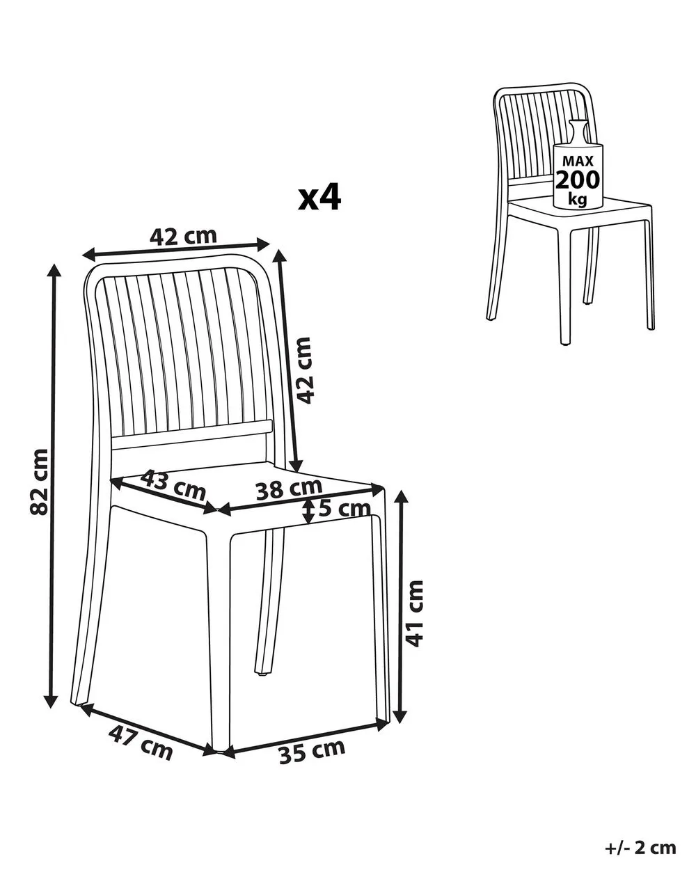 Set of 4 Garden Chairs SERSALE Synthetic Material Blue