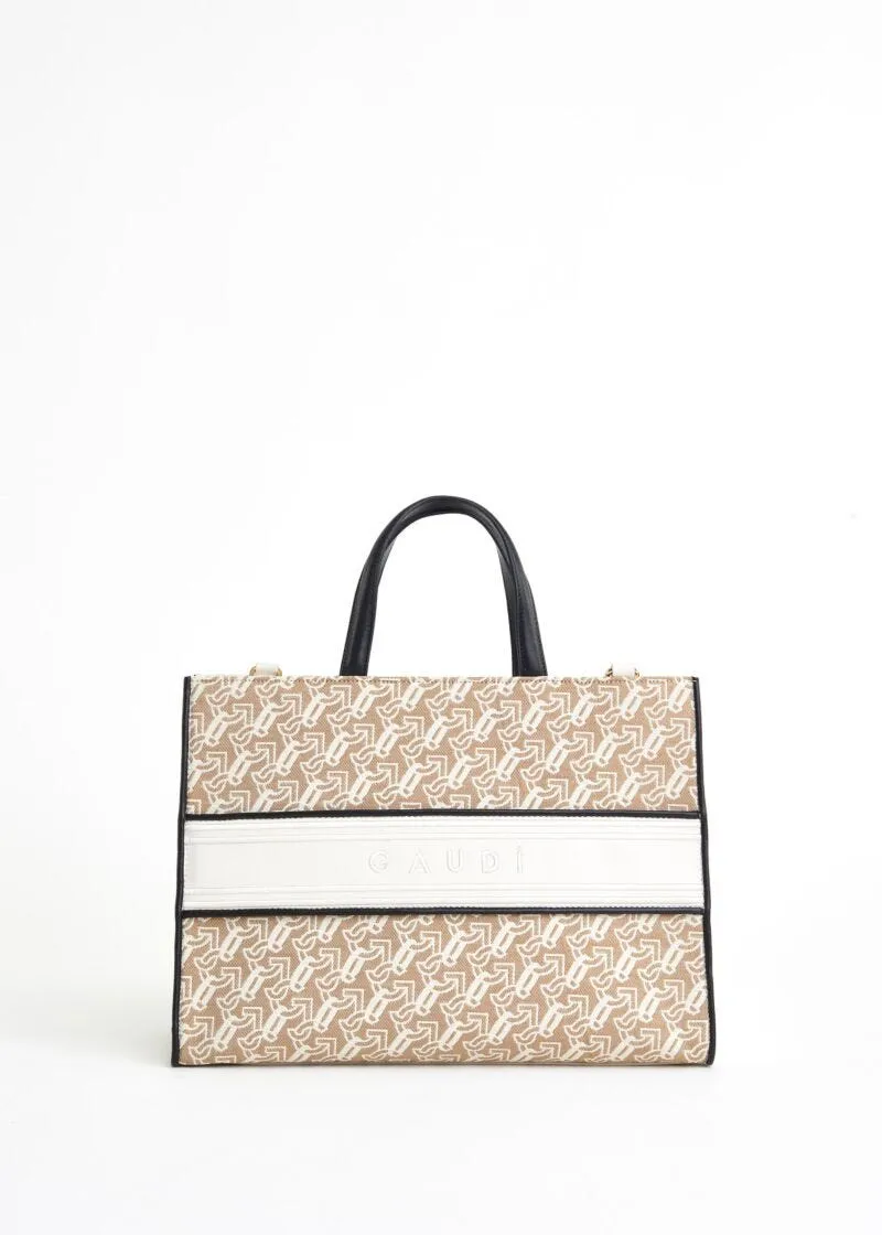 Shopping bag in denim con logo