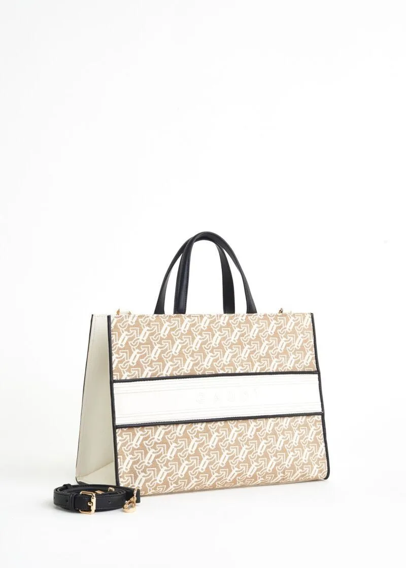 Shopping bag in denim con logo