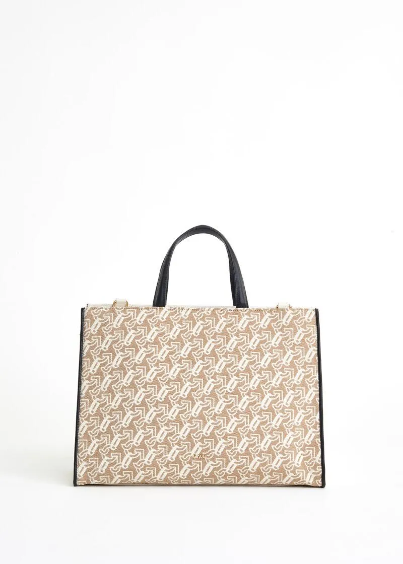 Shopping bag in denim con logo
