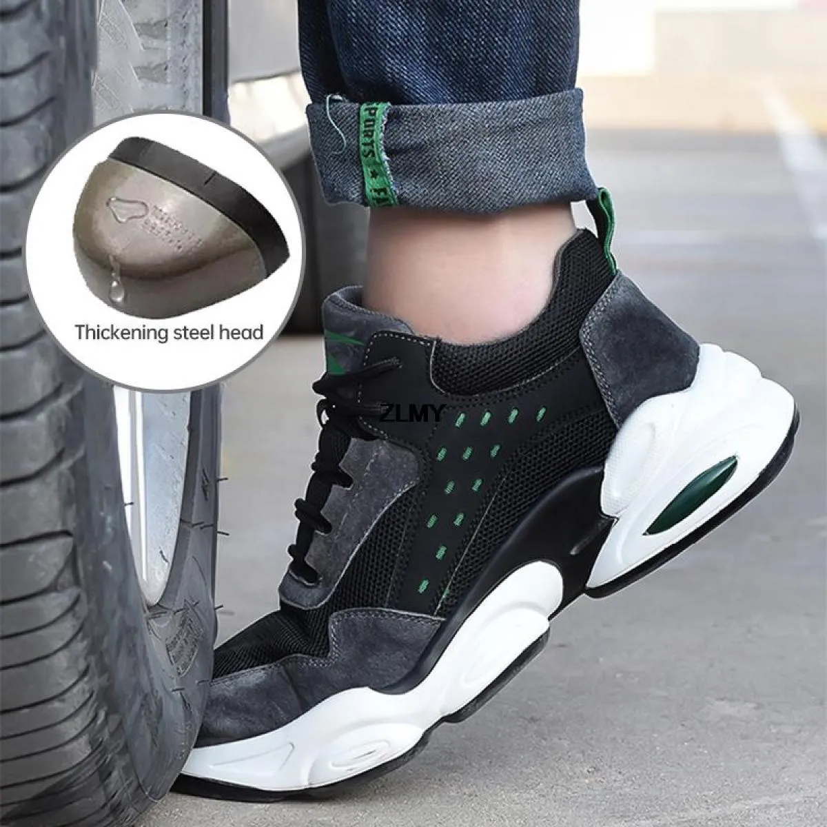 Sneaker con punta in acciaio alla moda per uomo Stivali antinfortunistici da lavoro Scarpe da lavoro antiforatura antisfondament