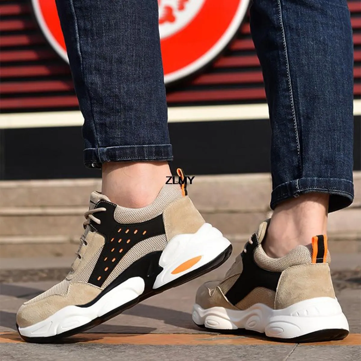 Sneaker con punta in acciaio alla moda per uomo Stivali antinfortunistici da lavoro Scarpe da lavoro antiforatura antisfondament