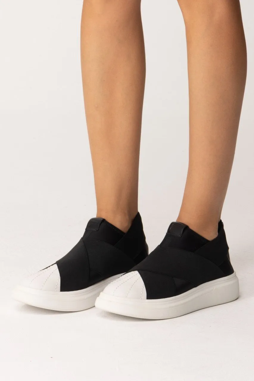 Sneaker slip-on in tessuto Black/White