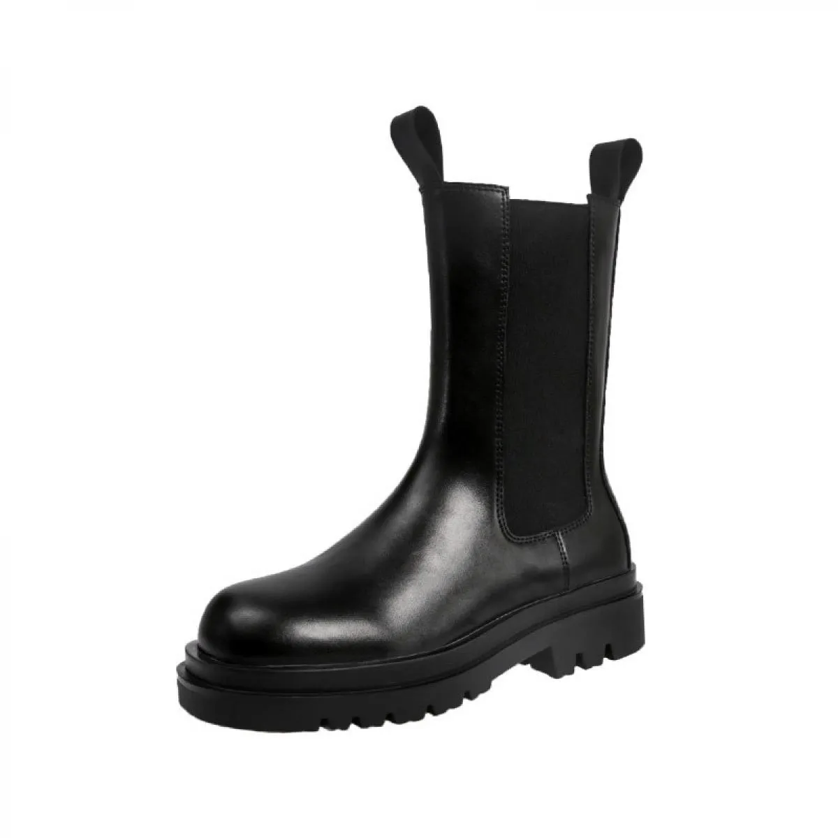 Stile britannico moda donna festa discoteca abito stivali da moto scarpe con plateau nere stivale in pelle di mucca dolce Chelse