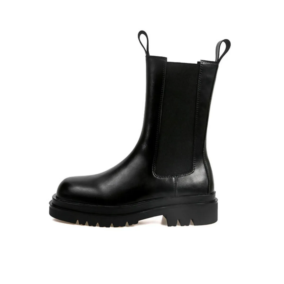 Stile britannico moda donna festa discoteca abito stivali da moto scarpe con plateau nere stivale in pelle di mucca dolce Chelse